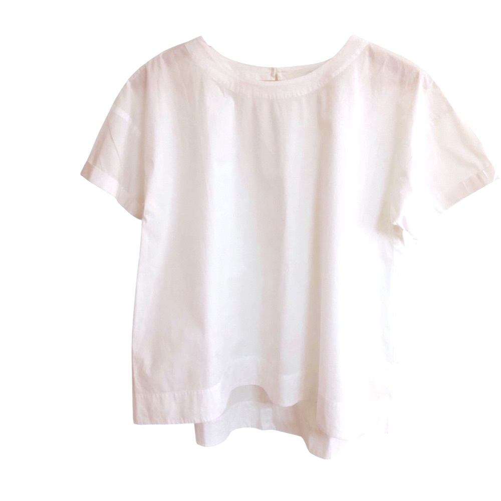 Eileen Fisher blouse organic cotton round neck shirt sleeve rounded hem - Picture 6 of 10